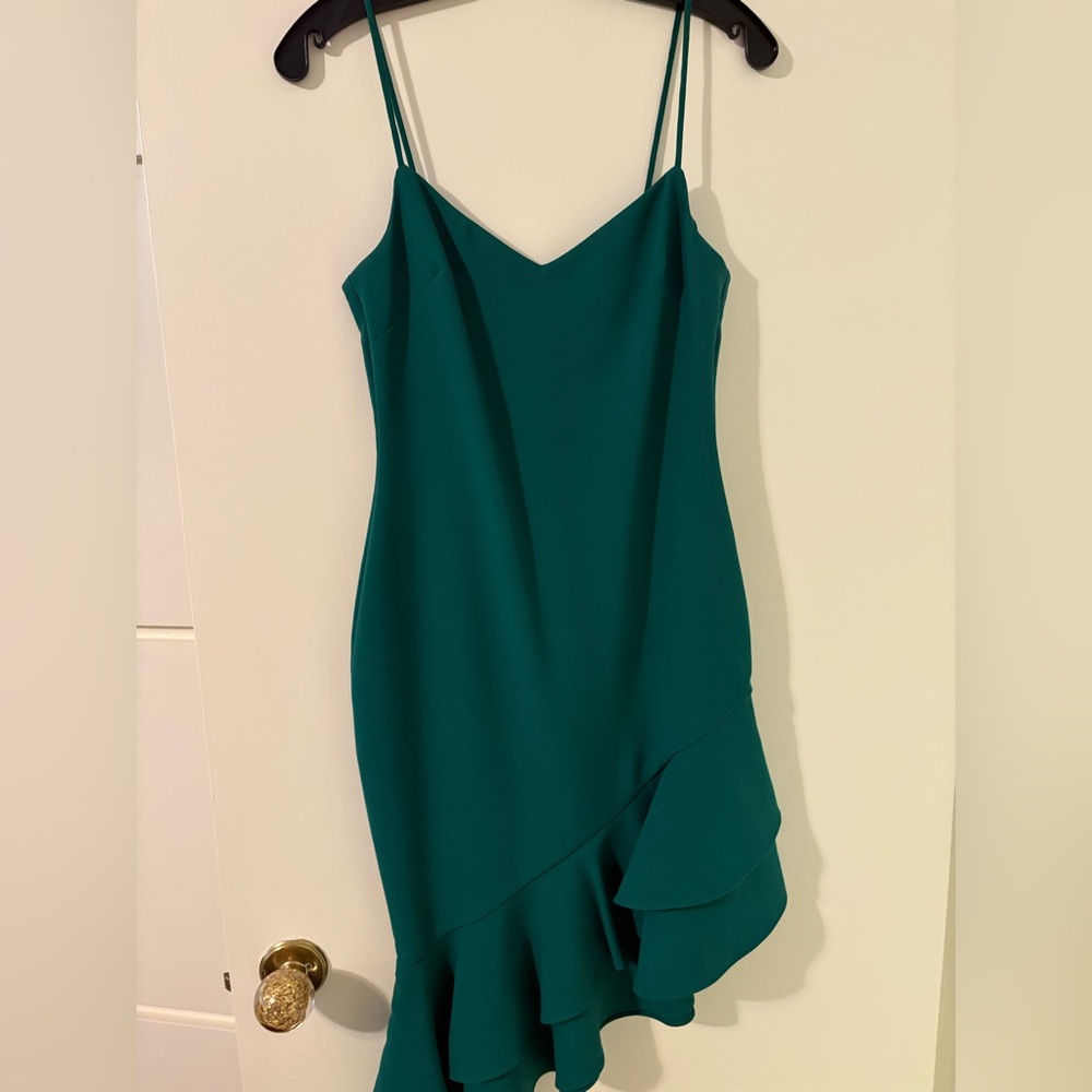LIKELY Green spaghetti strap Dress
